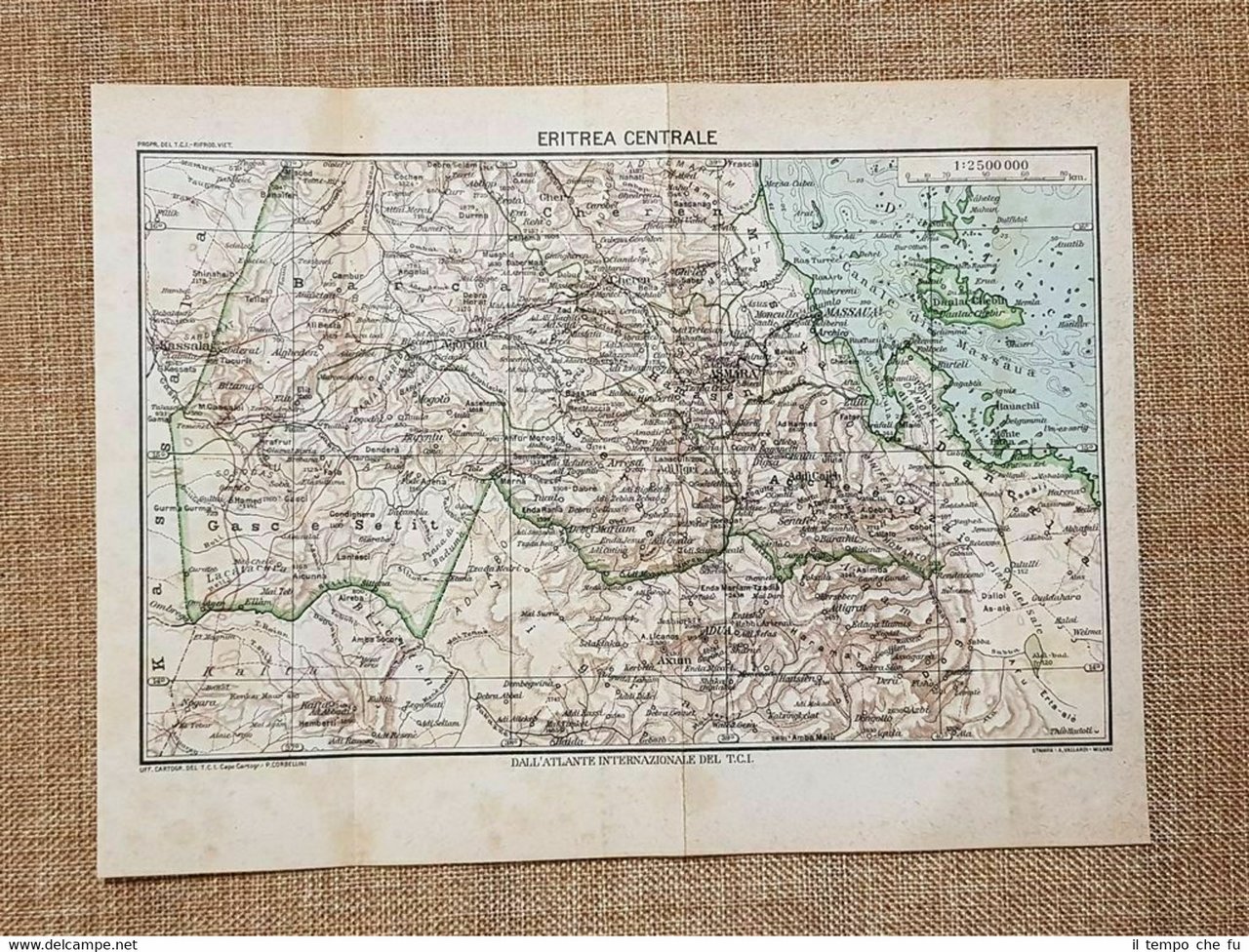Carta o cartina del 1929 Eritrea Centrale Touring Club Italiano