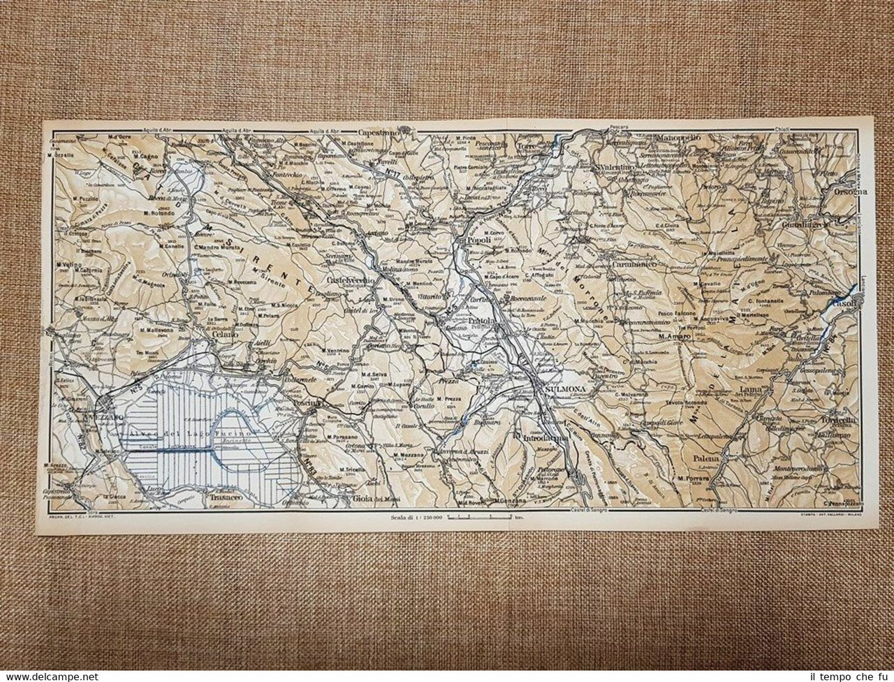 Carta o cartina del 1938 Alveo del Fucino Pòpoli Capestrano … | Immagine principale