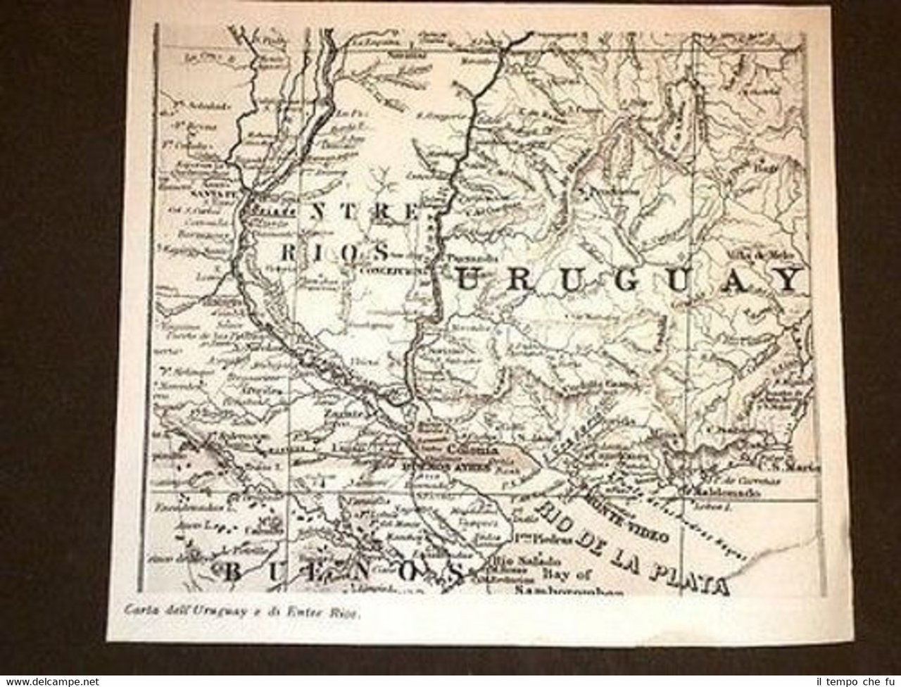 Carta o Cartina dell'Uruguay e di Entre Rios