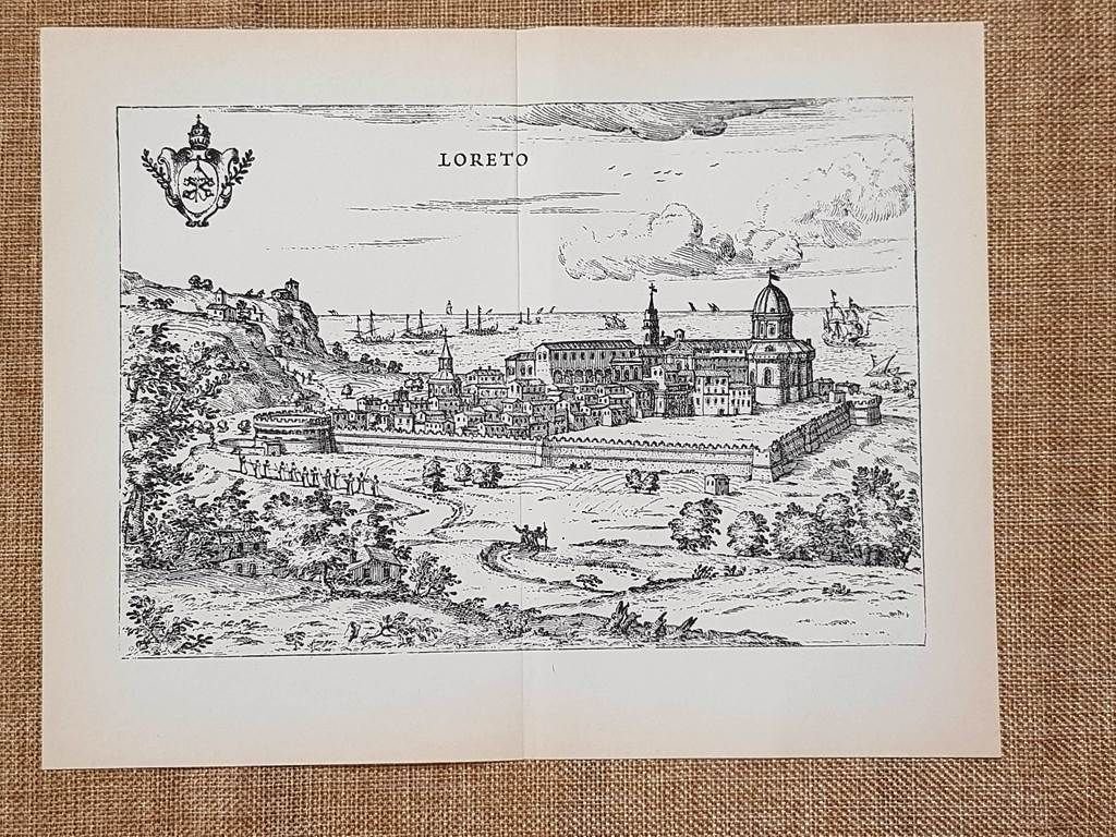 Carta o mappa di Loreto Itinerario d'Italia Anno 1747 Scotto …