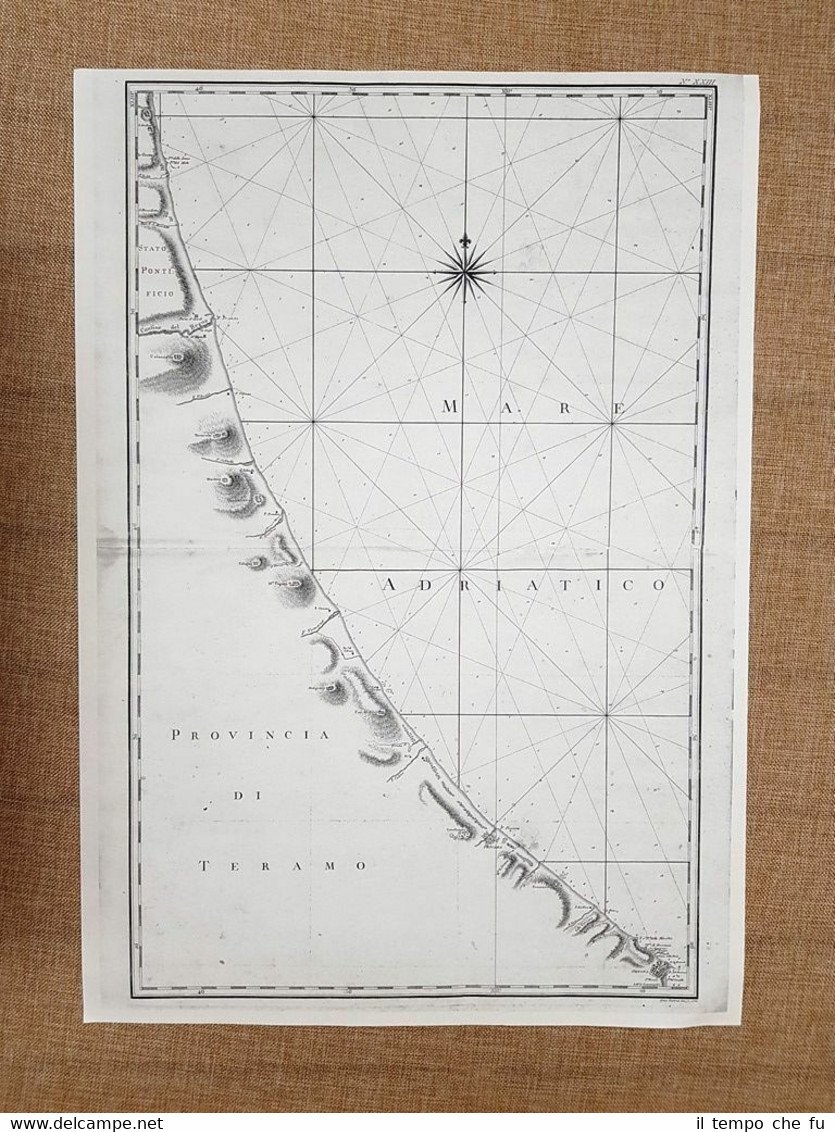 Carta Ortona Pescara Tronto Anno 1792 Atlante Due Sicilie Rizzi …