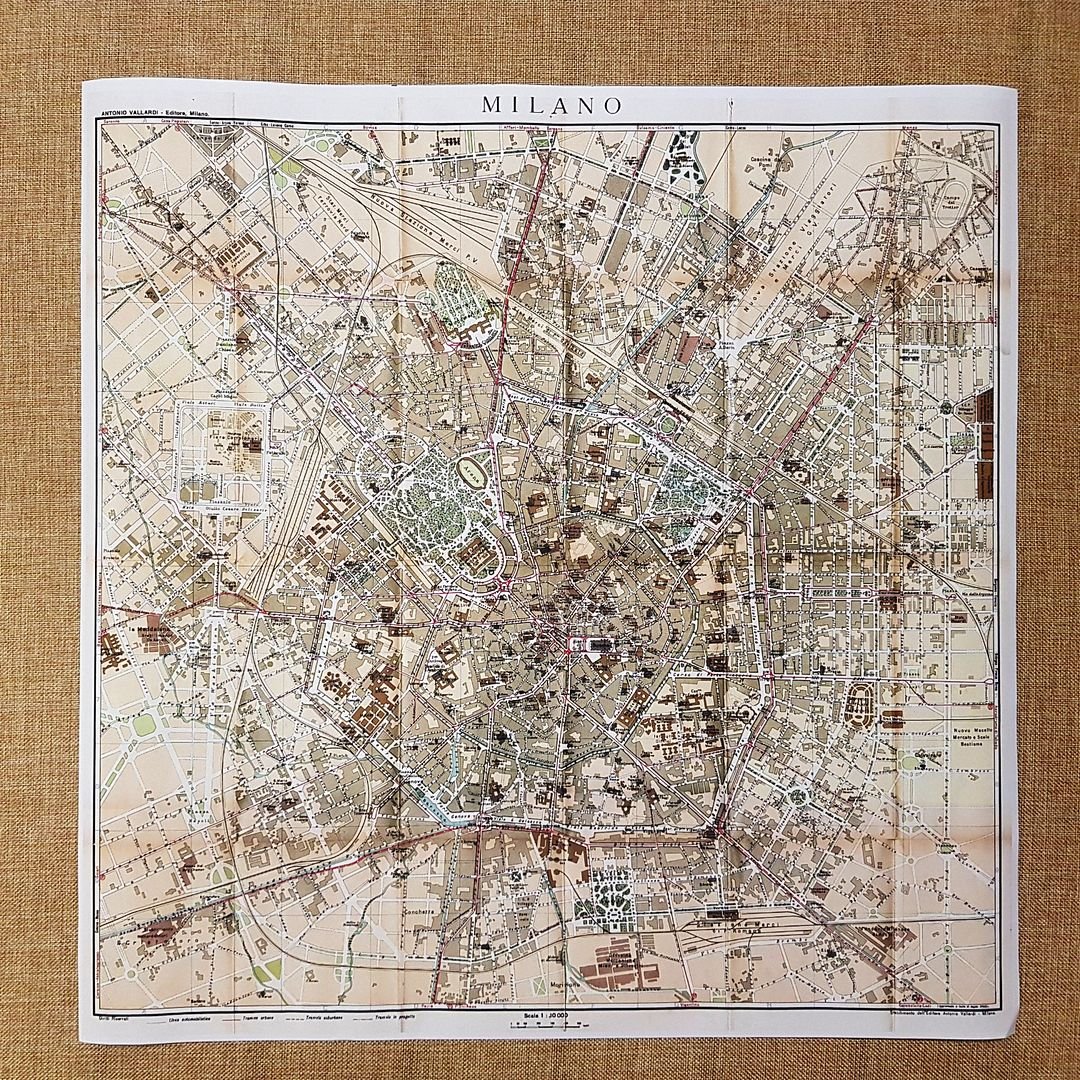 Carta Topografica o pianta Città di Milano 1925 A. Vallardi …