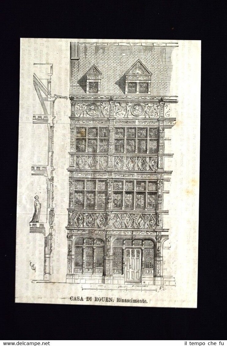 Casa di Rouen, nel nord della Francia. Rinascimento Incisione del … | Immagine principale