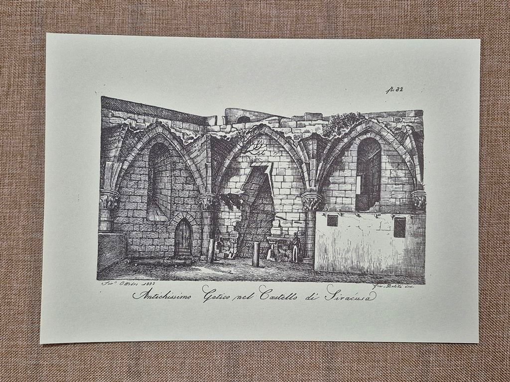 Castello Maniace Siracusa Gotico svevo Tavola Giuseppe Politi Anno 1835 …