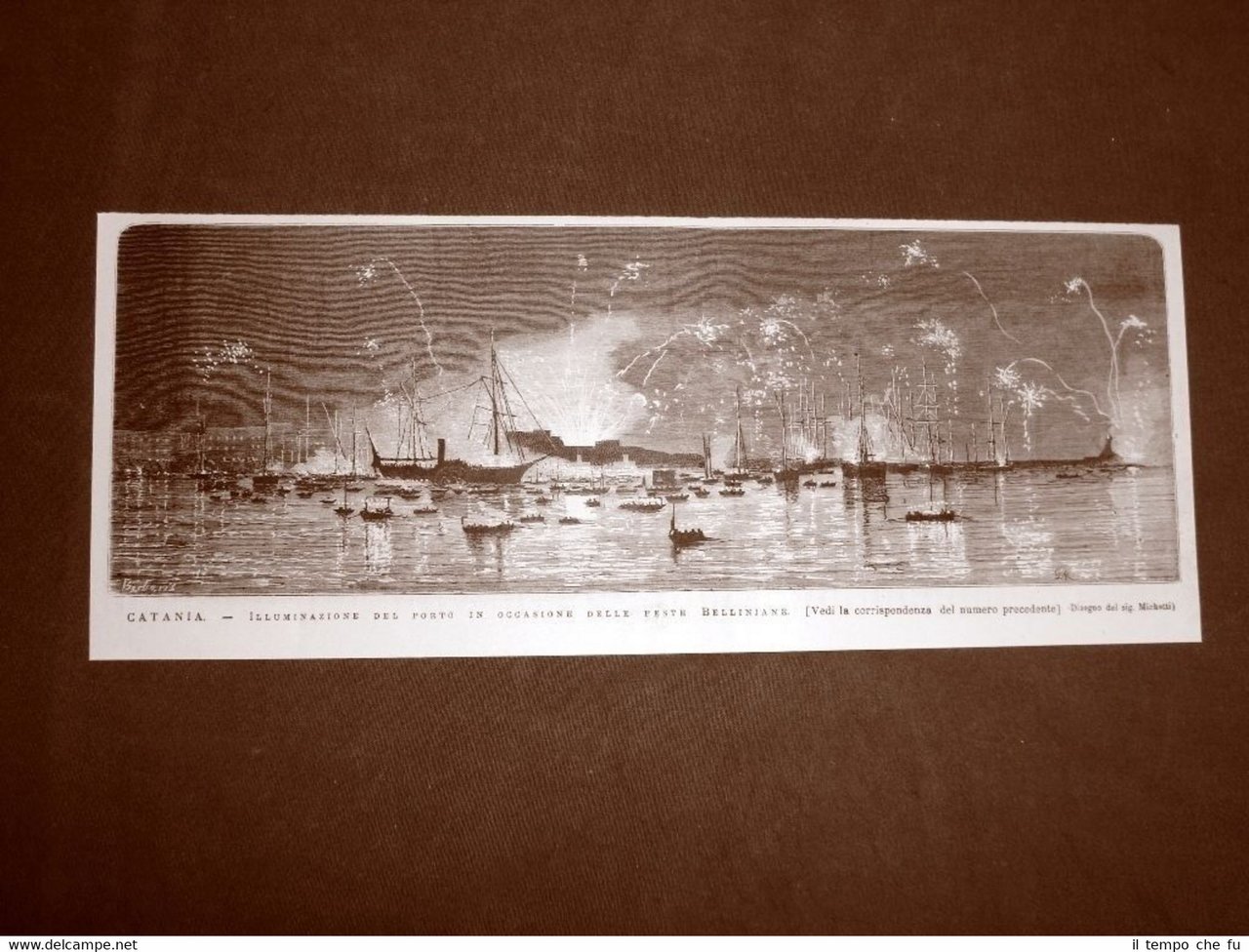 Catania nel 1876 Illuminazione del Porto per feste Belliniane Vincenzo …