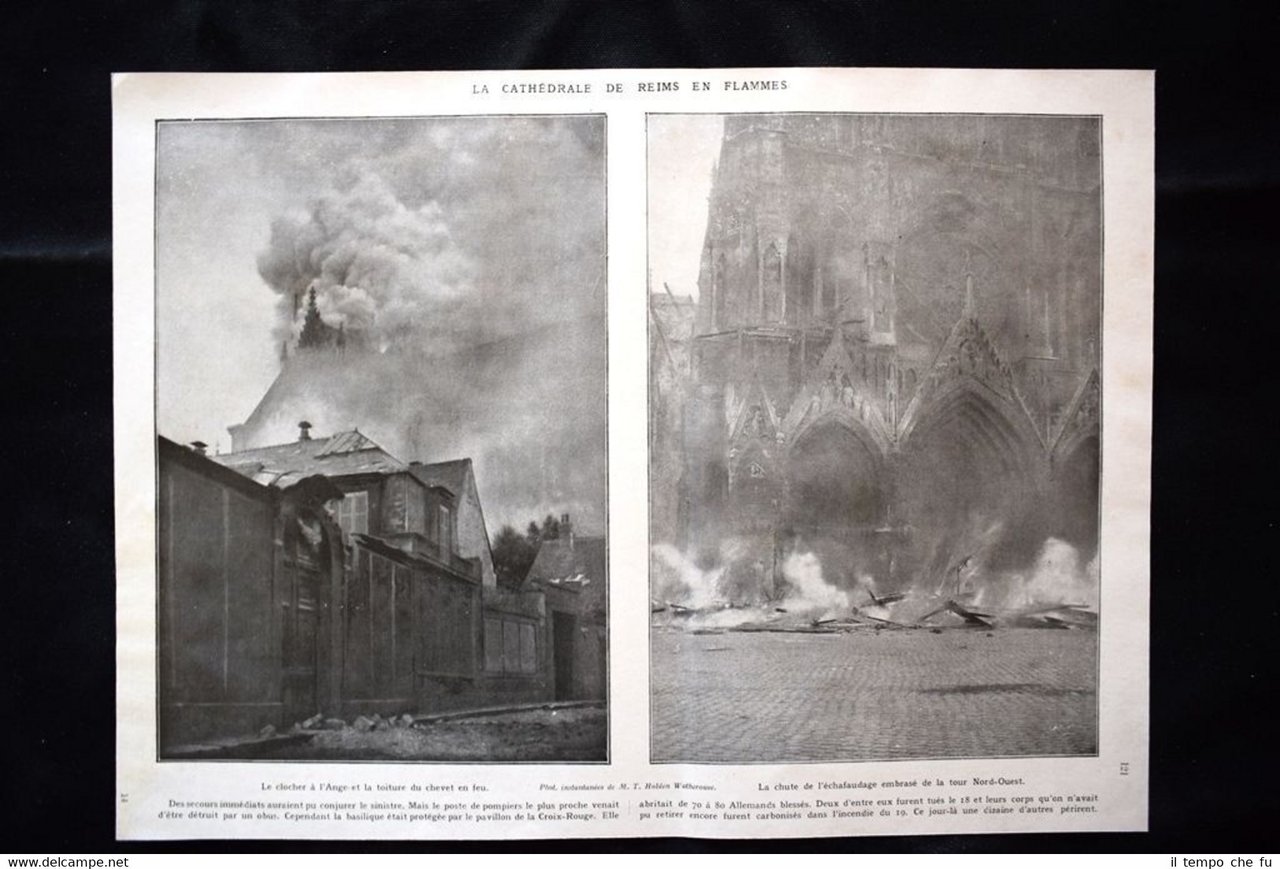 Cathédrale de Reims en flammes Aumonerie militaire WW1 Guerra 1914 … | Immagine principale