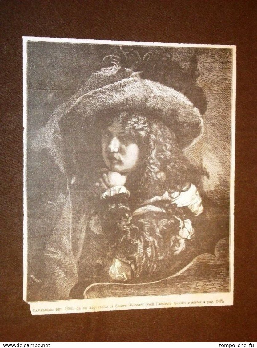 Cavaliere del 1600 Acquarello di Cesare Maccari