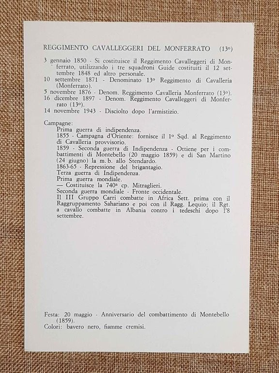 Cavalleggeri di Monferrato Emblema o stemma araldico Reggimento di Cavalleria