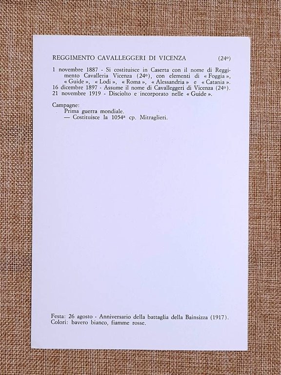 Cavalleggeri di Vicenza Emblema o stemma araldico Reggimento di Cavalleria