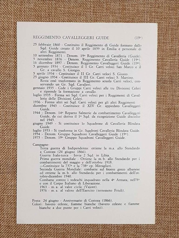 Cavalleggeri Guide Emblema o stemma araldico Reggimento di Cavalleria