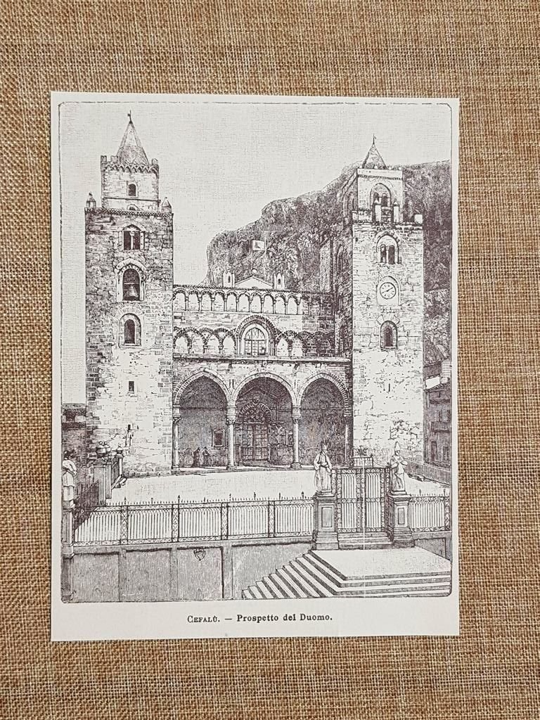 Cefalù nell'800 Prospetto del Duomo Sicilia