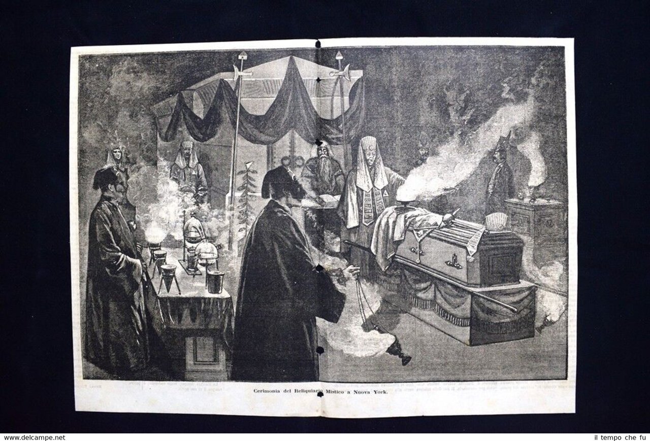 Cerimonia del Reliquario Mistico a New York Incisione del 1886