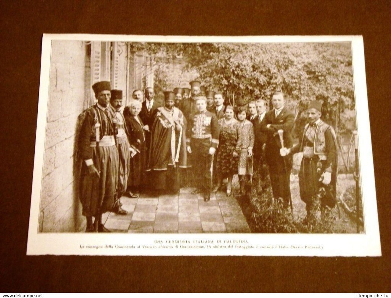 Cerimonia italiana Palestina nel 1928 Consegna Commenda al Vescovo Gerusalemme