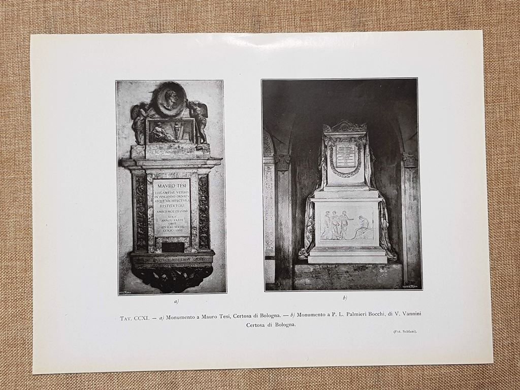 Certosa di Bologna nel 1917 Monumento a Mauro Tesi e …