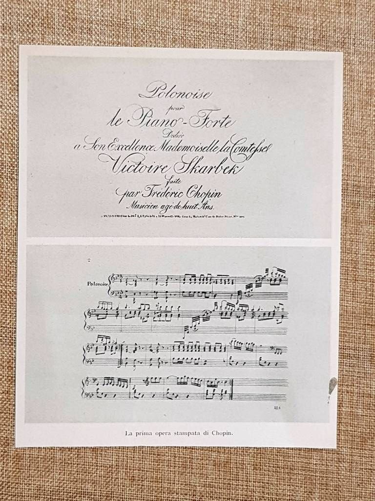 Chopin Prima Opera Polonaise 1817 Victoire Skarbek Varsavia Infantile Anno …