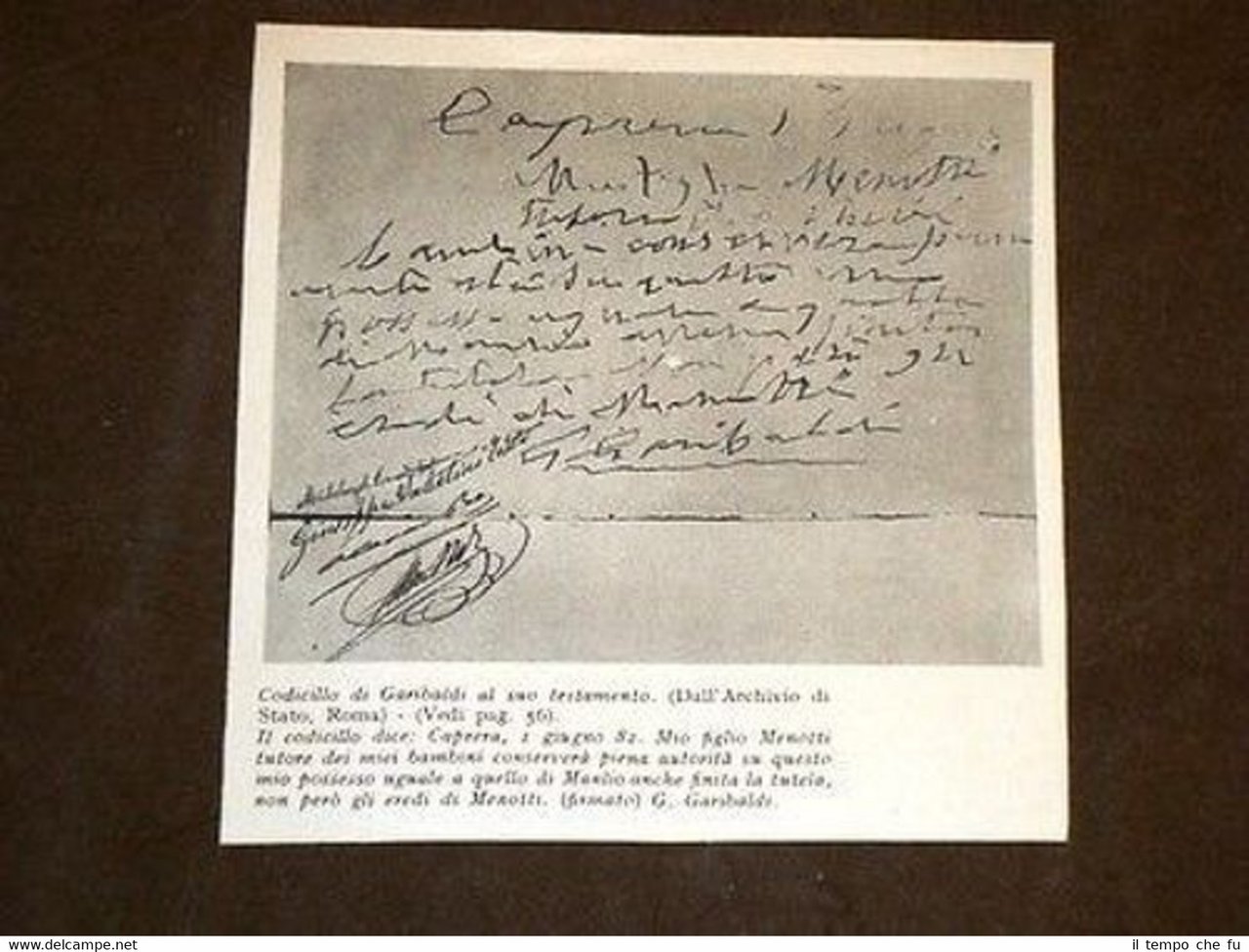 Codicillo di Garibaldi al suo testamento