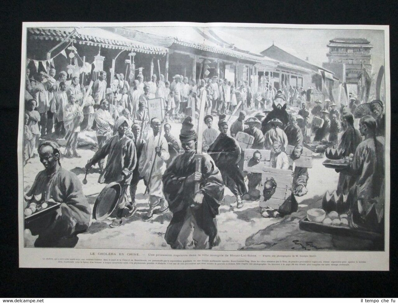 Colera in Cina:processione nella città mongola di Huai-Lai-Siene Stampa del … | Immagine principale