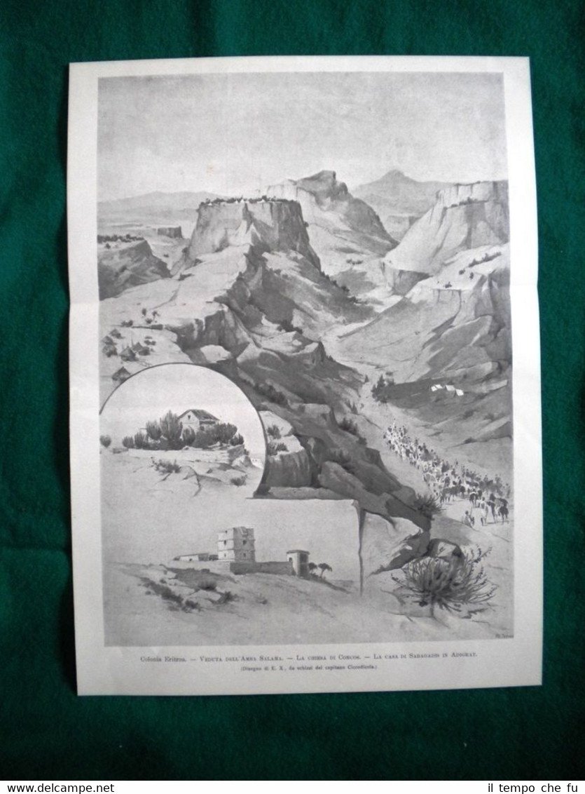 Colonia Eritrea nel 1895 - Veduta dell'Amba Salama, chiesa di …