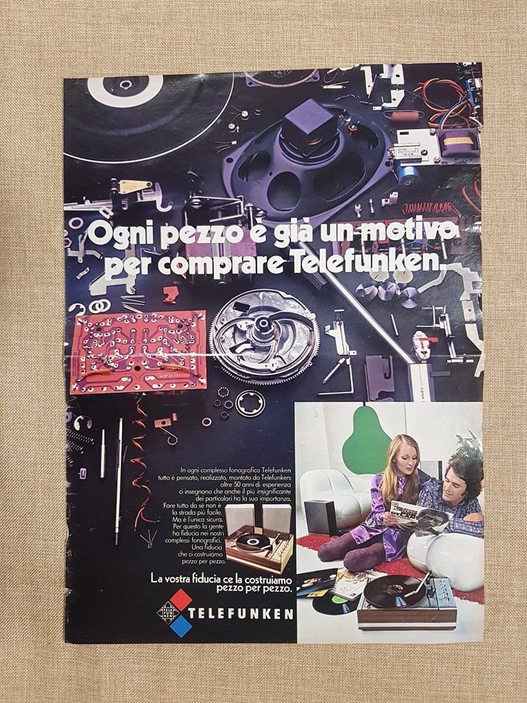 Complesso fonografico Telefunken Pubblicità vintage anni '70