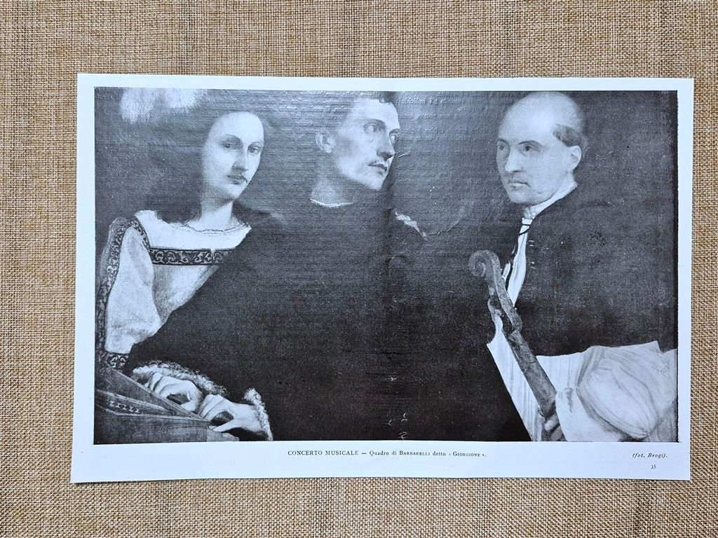 Concerto musicale 1510 Quadro Giorgione Barbarelli Galleria Palatina Stampa 1933
