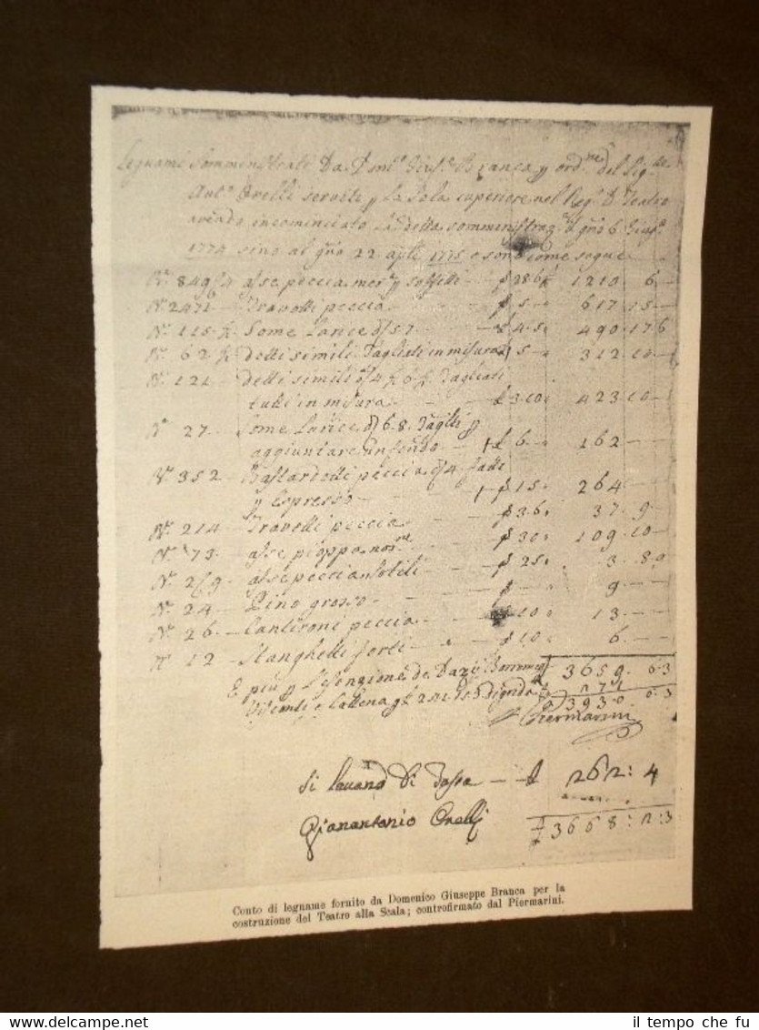 Conto del legname di G.Branca per costruzione del Teatro alla …