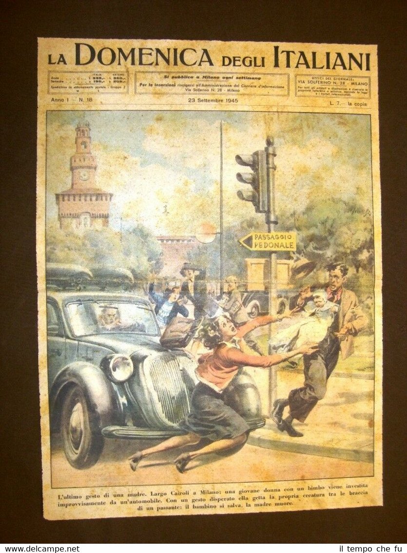 Copertina Domenica degli Italiani 23 settembre 1945 Milano Largo Cairoli …
