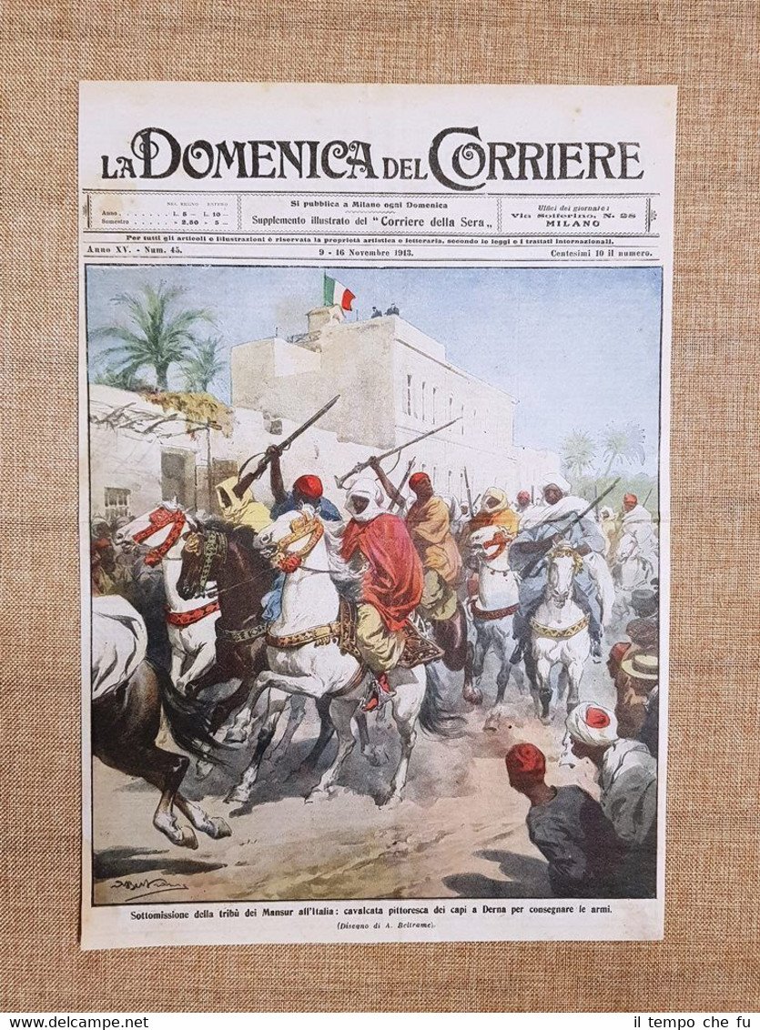Copertina La Domenica del Corriere 16 novembre 1913 Derna Tribù …