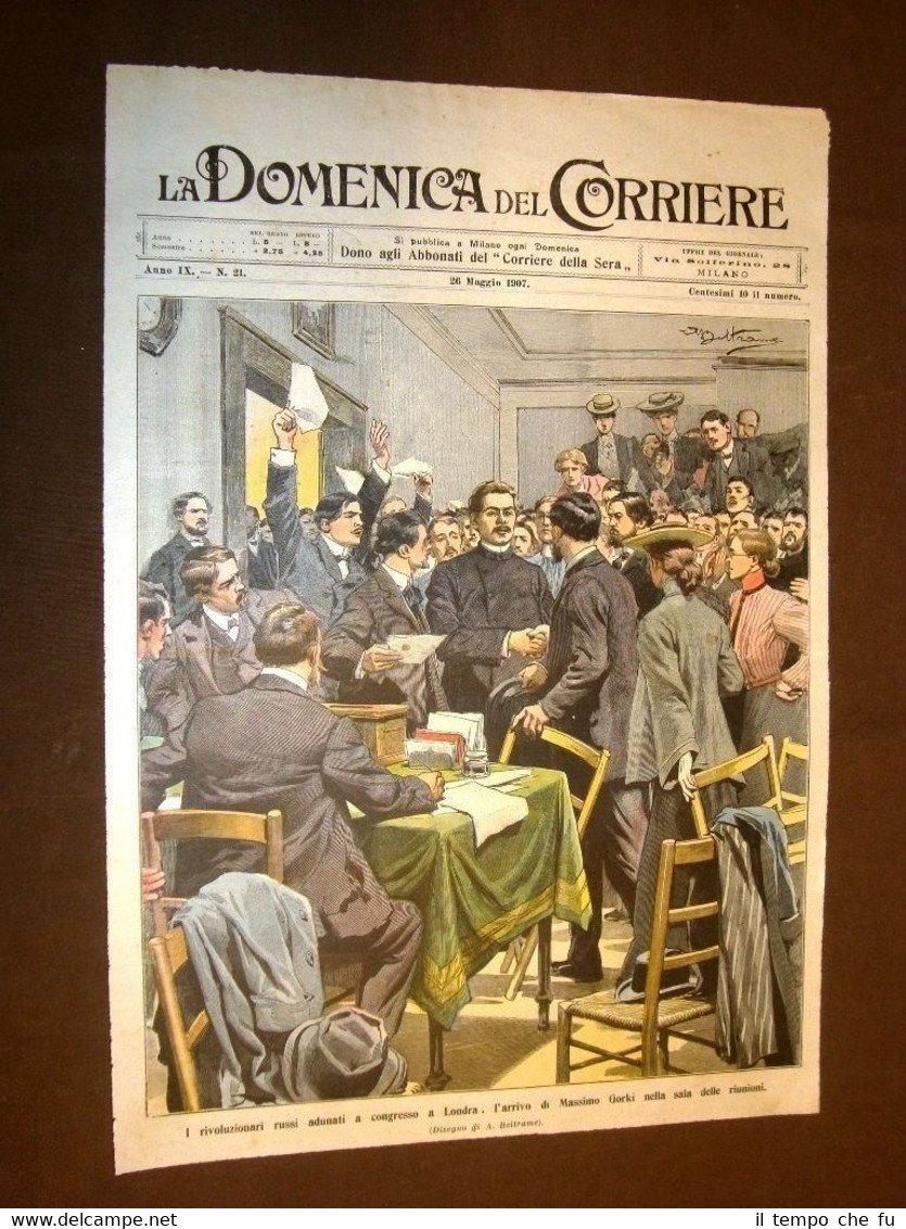 Copertina La Domenica del Corriere 26 maggio 1907 Gorki o …