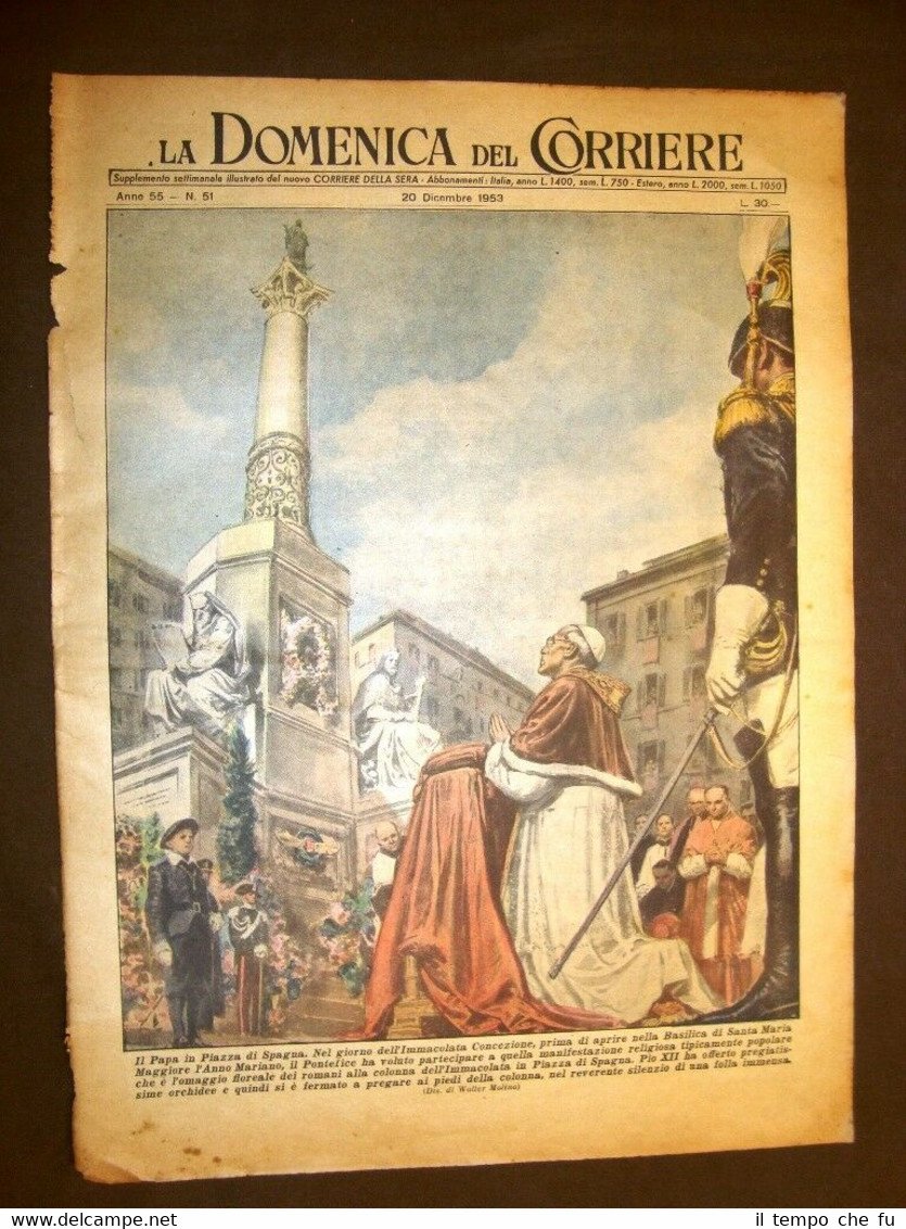 Copertina La Domenica del Corriere del 20 dicembre 1953 Roma …