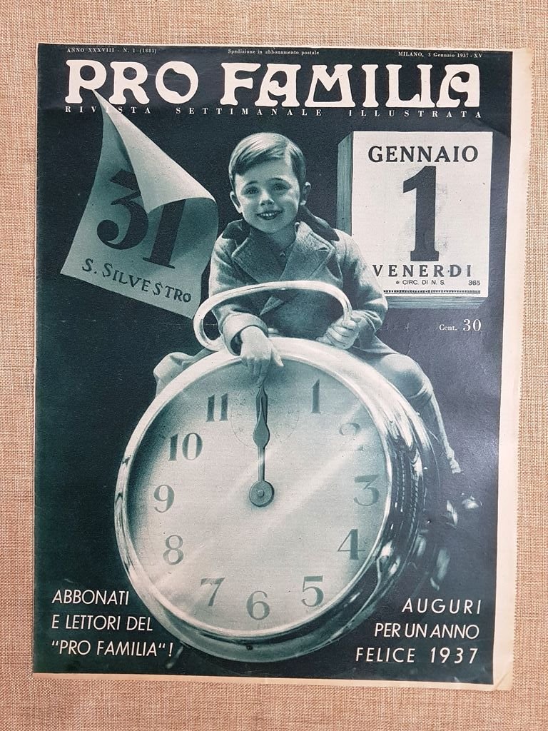 Copertina Pro Familia del 1937 Auguri di Buon anno