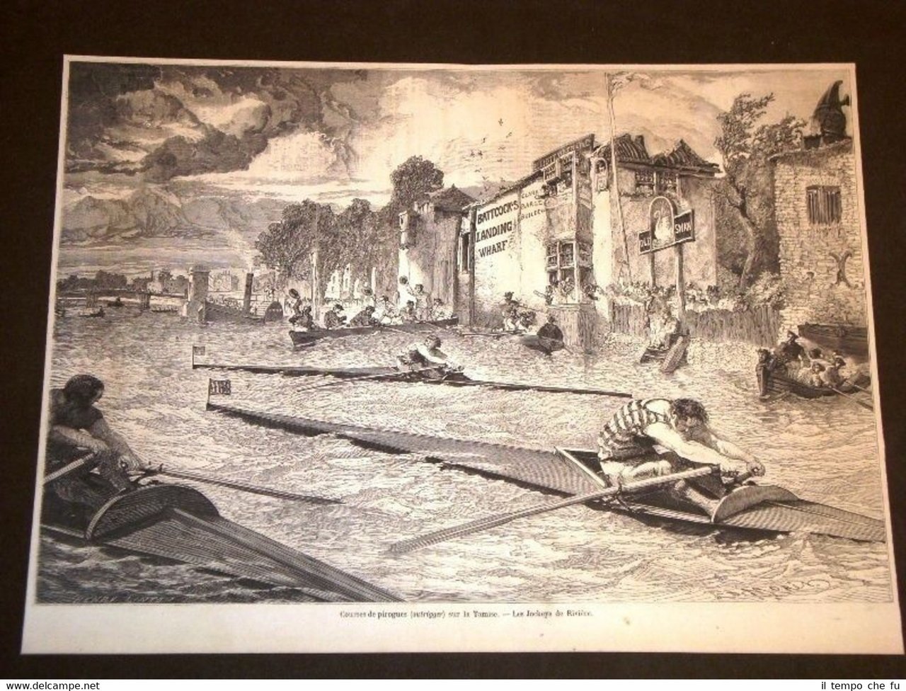 Corsa o gara di canoa sul Tamigi Inghilterra nel 1857 …