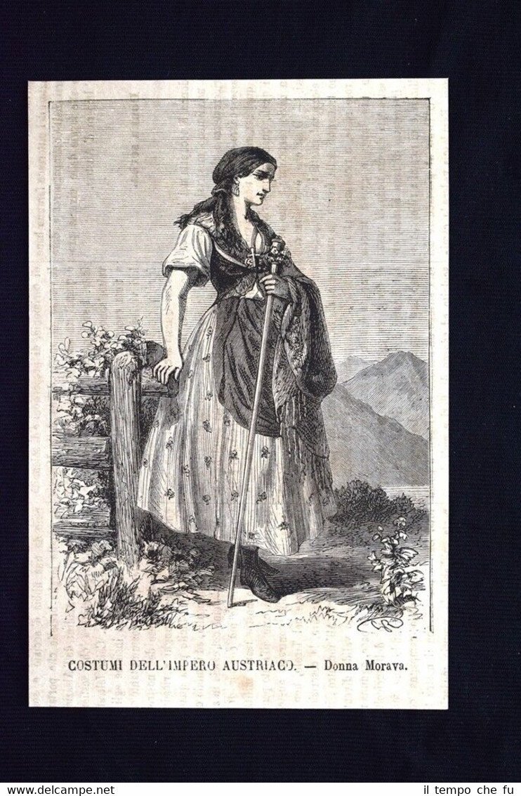 Costumi dell'Impero Austriaco - Donna Morava Incisione del 1869 | Immagine principale