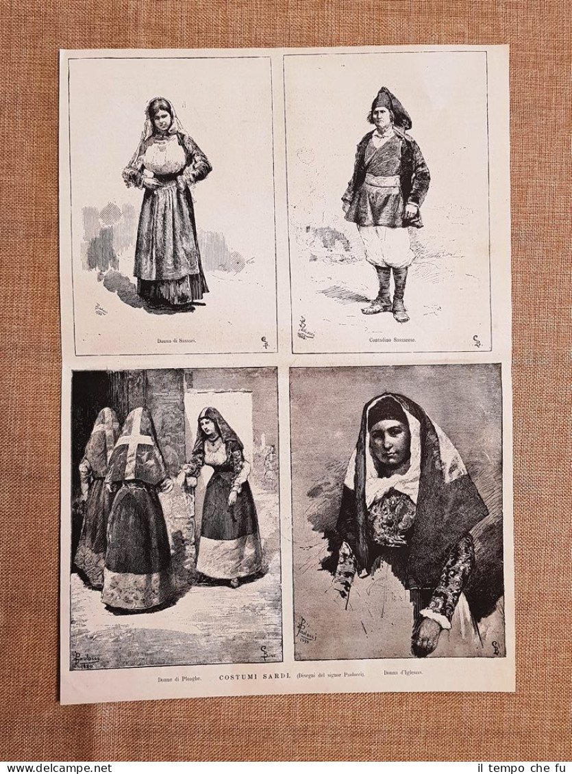 Costumi sardi del 1880 Uomo donna di Sassari e donne …