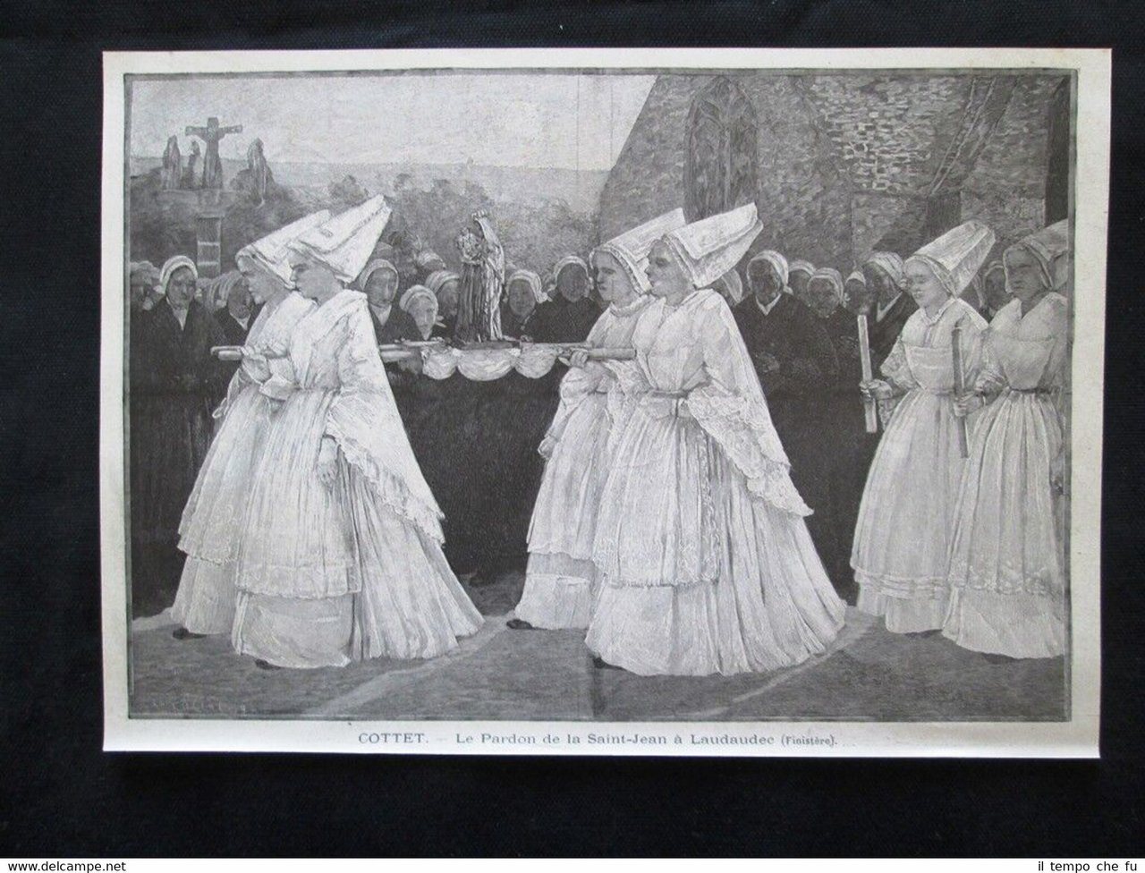 Cottet – Il perdono della Saint Jean a Laudaudec Incisione …