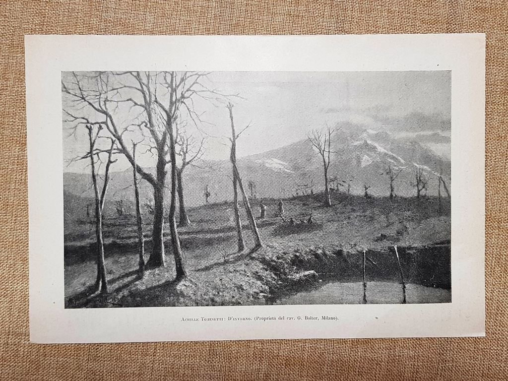 D’Inverno Quadro di Achille Tominetti Paesaggio alpino lombardo Stampa del … | Immagine principale