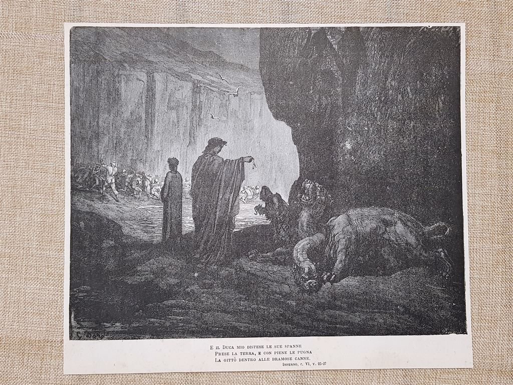 Dante incontra Cerbero Divina Commedia Inferno Incisione Gustave Doré del …