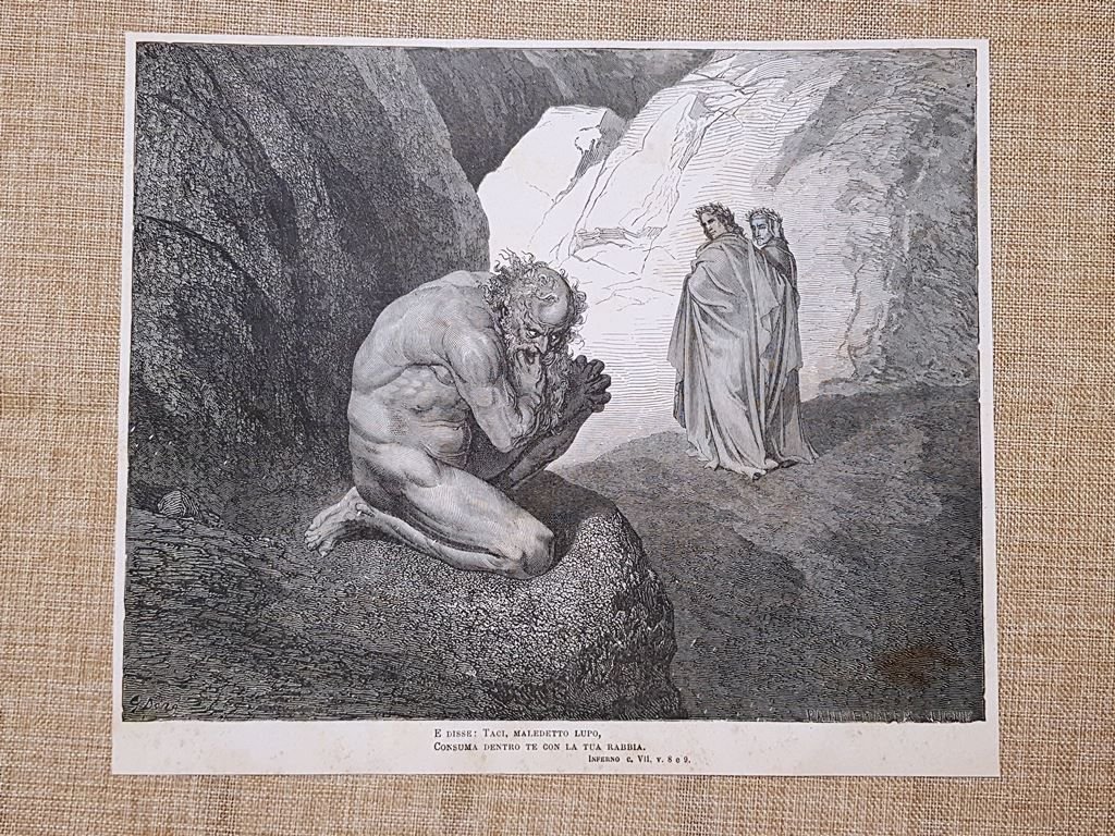 Dante incontra Plutone Divina Commedia Inferno Incisione Gustave Doré del …
