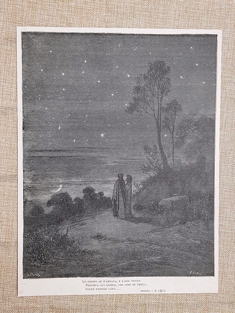 Dante Virglio porte dell'Inferno Divina Commedia Incisione Gustave Doré 1887 …