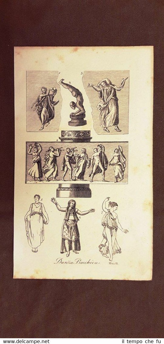 Danza bacchica o a Bacco Grecia Acquaforte del 1830 Costume …