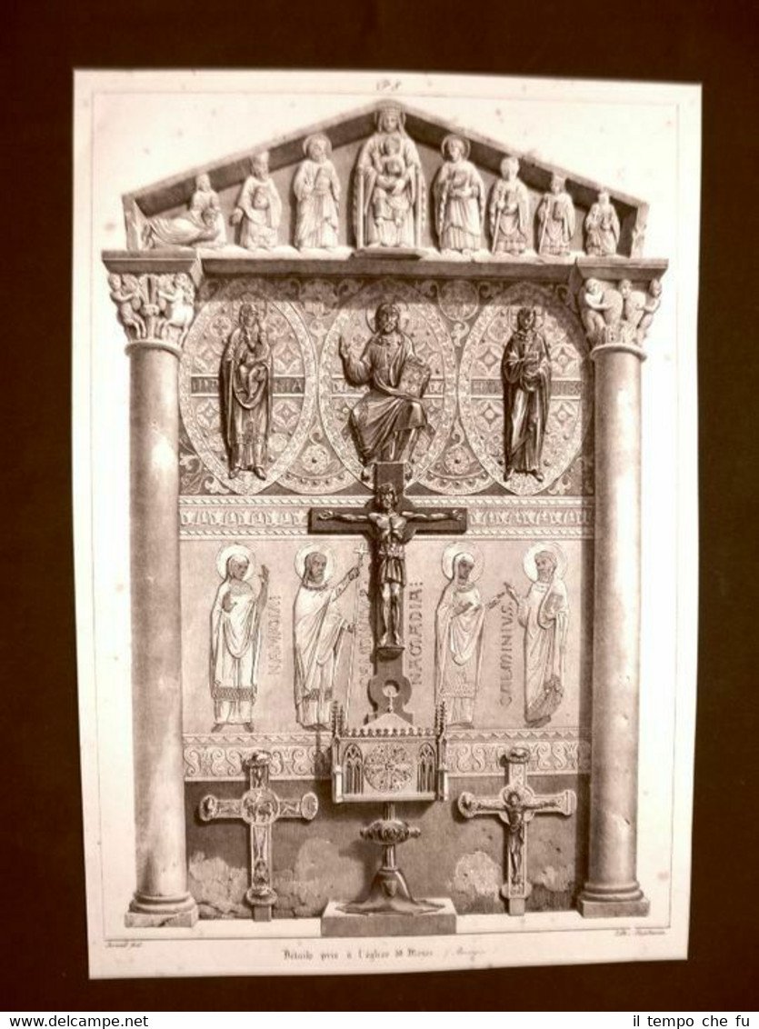 Dettagli della Chiesa di Mozar Engelmann Jorand Auvergne Incisione di … | Immagine principale