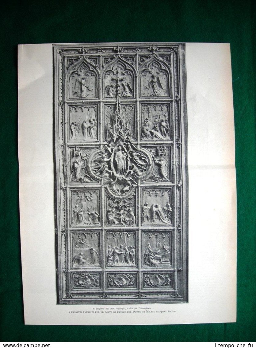 Duomo di Milano 1895, progetti premiati + dettaglio progetto Muzio …