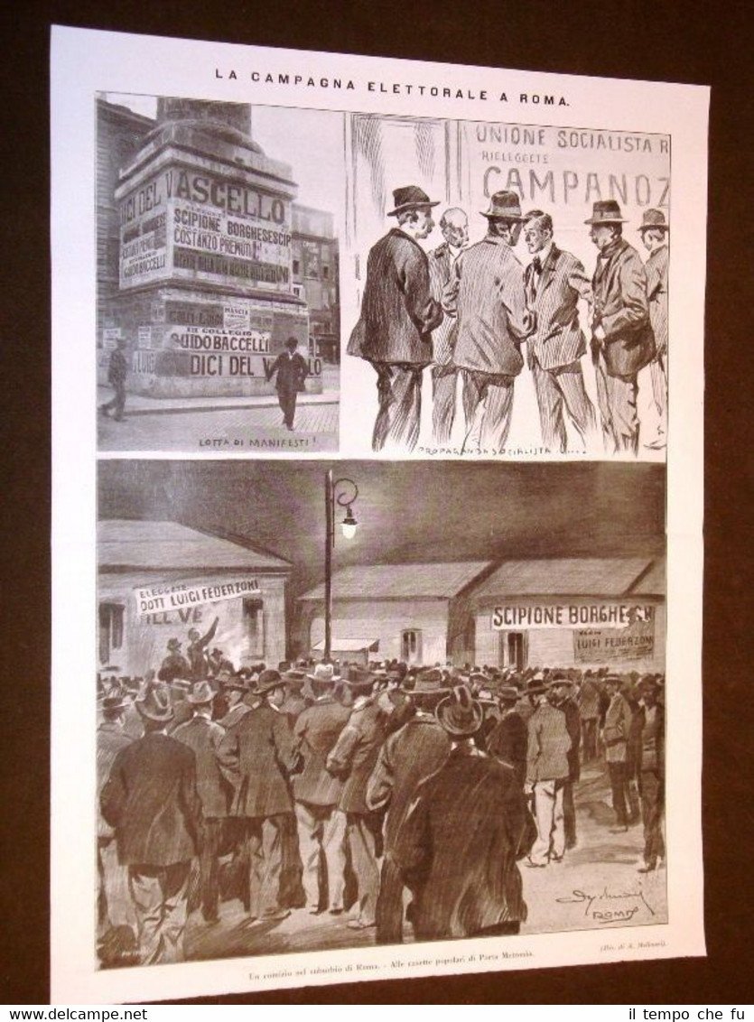 Elezioni a Roma nel 1913 Comizio nel suburbio Casette popolari …