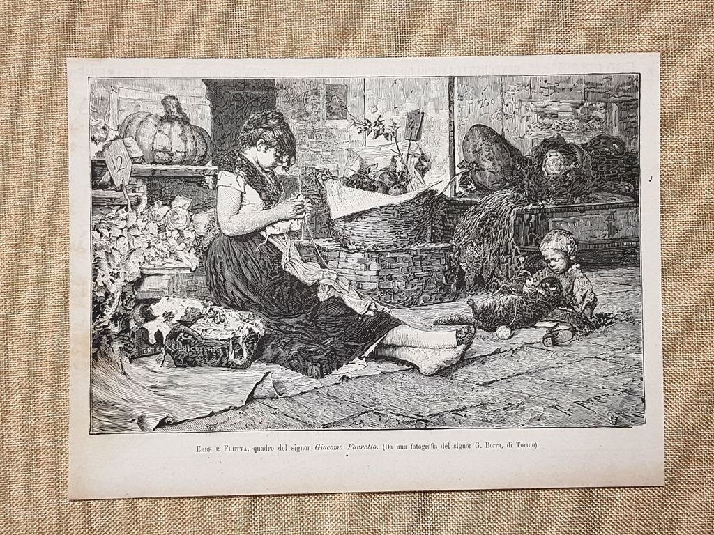 Erbe e frutta Quadro di Giacomo Favretto del 1881