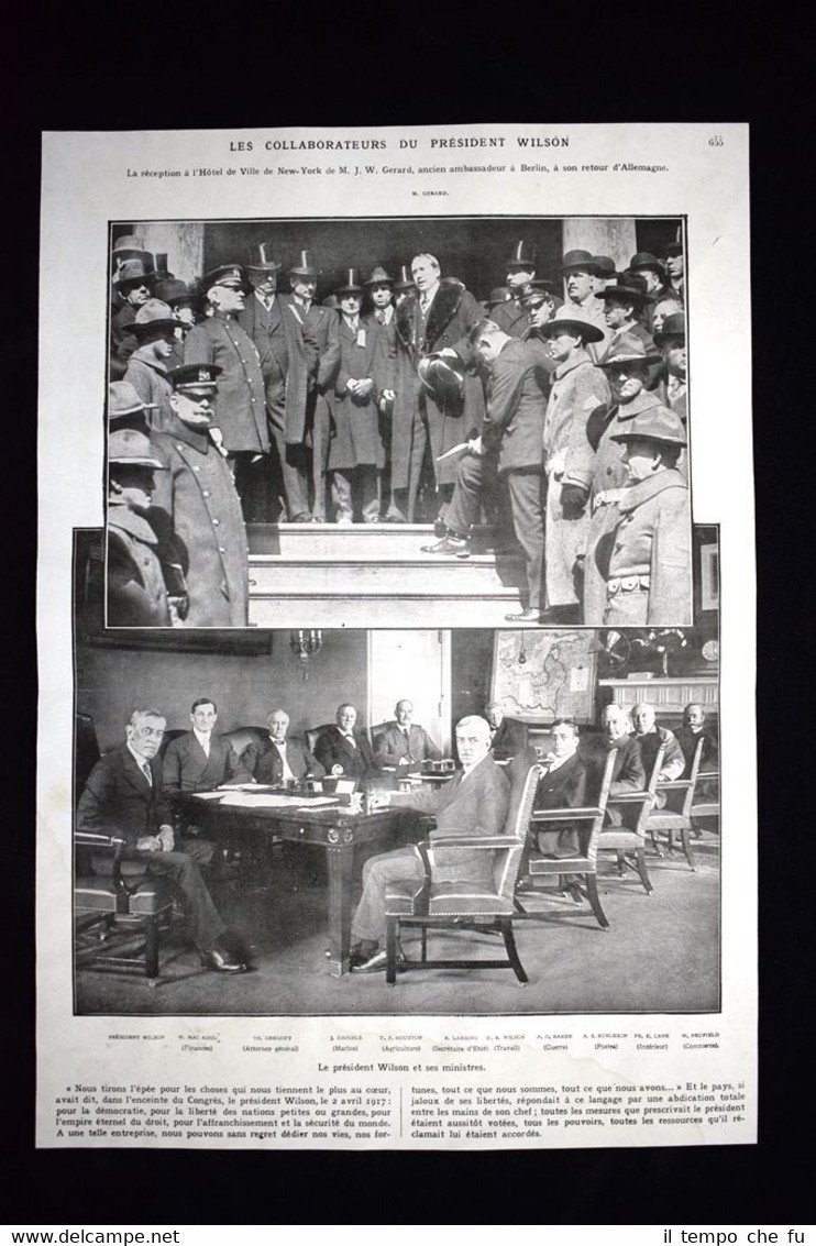 Etats-Unis, President Wilson, M.J.W.Gerard, Washington WW1 Guerra 1914 - 1918