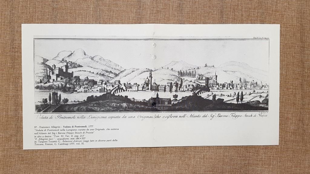 F. Allegrini Veduta di Pontremoli Lunigiana 1777 Targioni Tozzetti Ristampa | Immagine principale