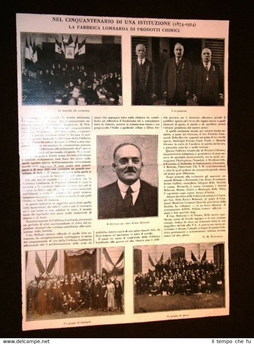 Fabbrica Lombarda Prodotti chimici nel 1925 50° Anniversario Enrico Molaroni | Immagine principale