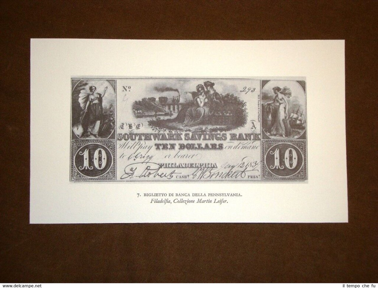 Fac simile banconota Biglietto Banca Pennsylvania Stampa popolare americana USA