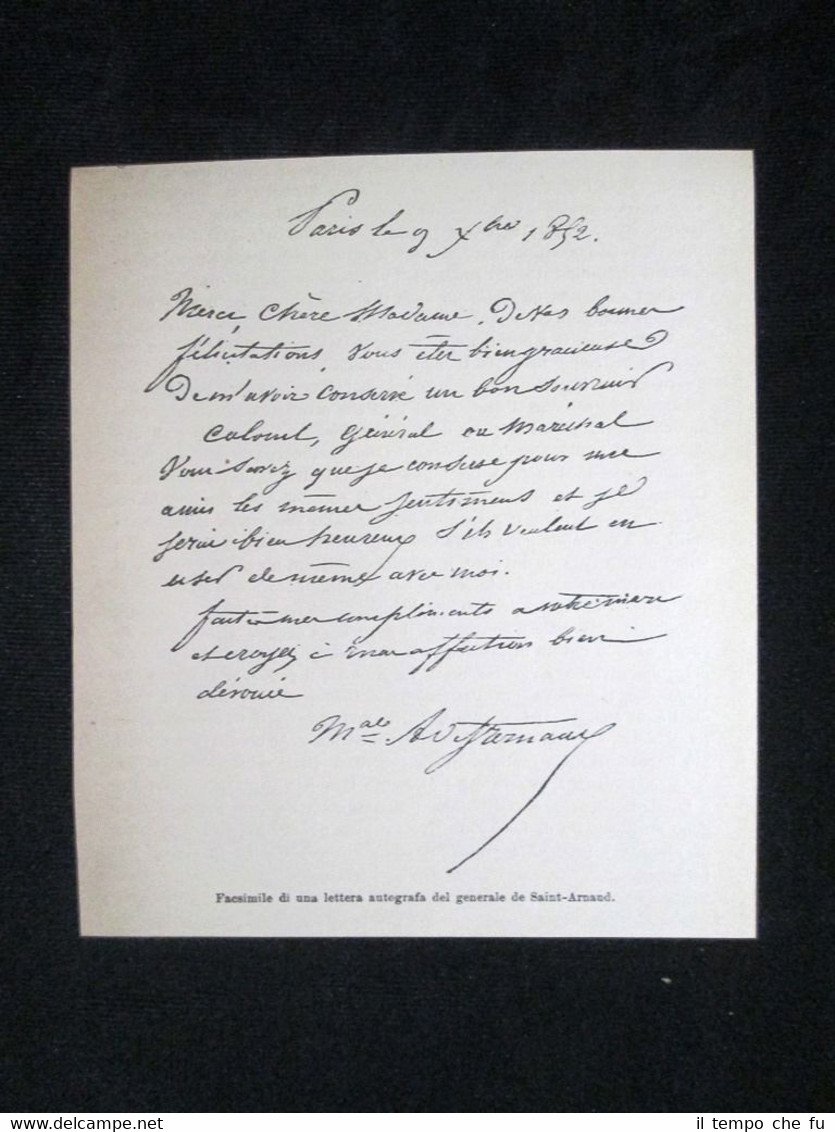 Fac simile di una lettera autografa del generale de Saint-Arnaud