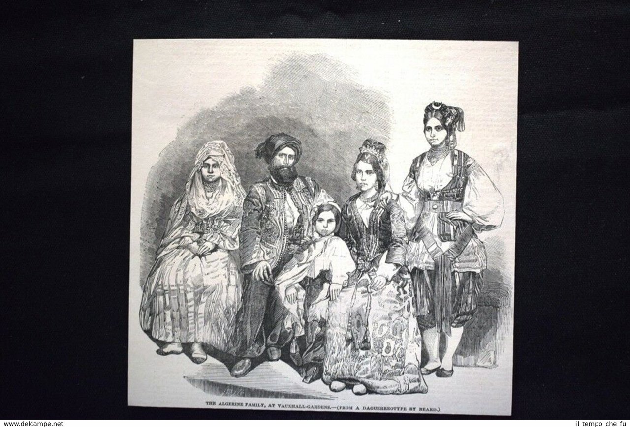Famiglia Algerina, ai giardini Vauxhal-Dagherrotipo di Beard Incisione del 1851
