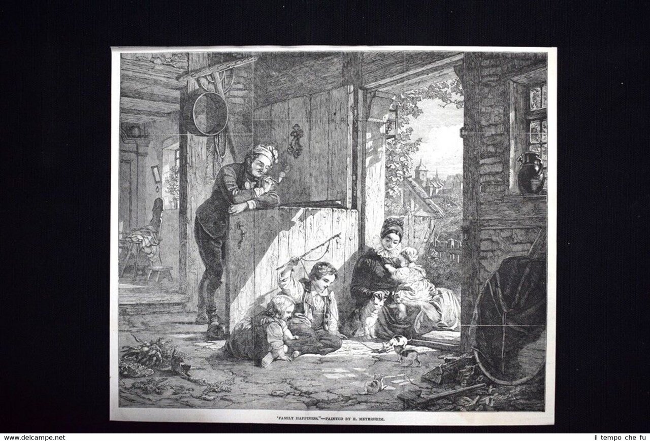 Felicità di famiglia - Dipinto di E. Meyerheim Incisione del …